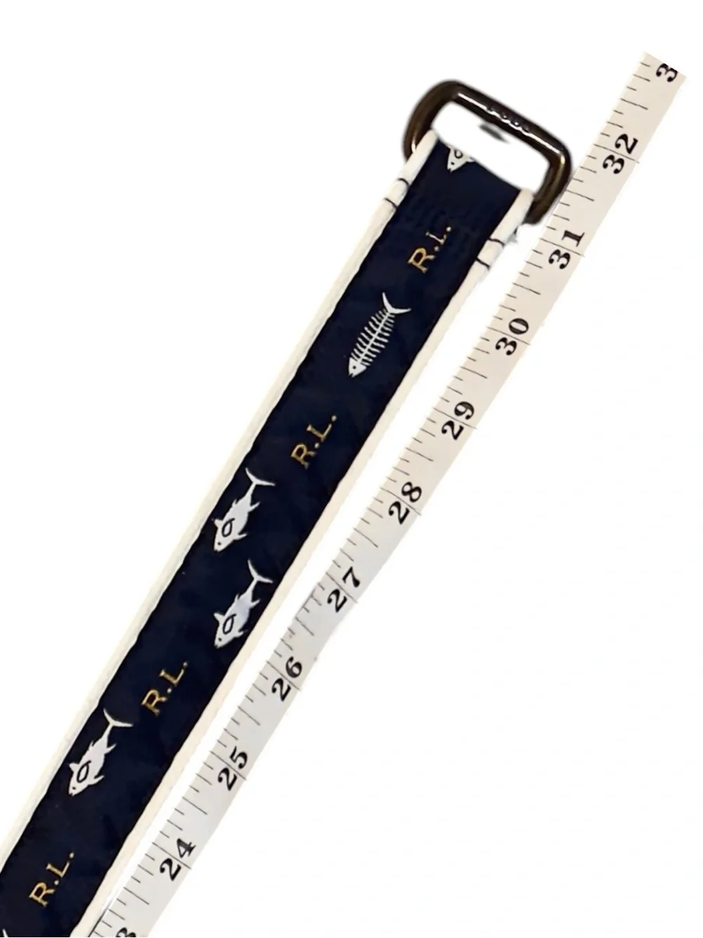 Polo Ralph Lauren Nautical Coastal Fish Motif Preppy Canvas Belt Youth Size 10
